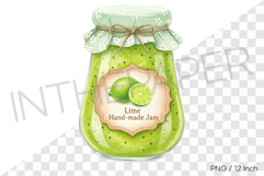 Fresh green lime marmalade in a cute ribbon jar PNG Clipart Product Image 1