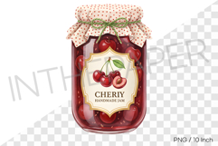 Chunky cherry marmalade in a cute ribbon jar PNG Clipart Product Image 1