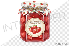 Sweet fresh strawberry jam in a cute ribbon jar PNG Clipart Product Image 1