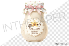 Sweet vanilla milk jam in a cute ribbon jar PNG Clipart Product Image 1