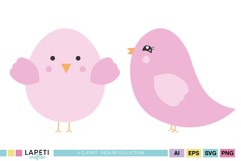 Pastel spring cardmaking clipart with birds and flowers