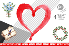 Valentine Blooms &amp; Notes Clipart Product Image 1