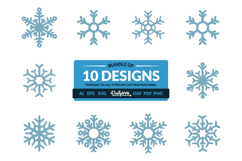 Handrawn Snowflake SVG Bundle of 10 Product Image 1