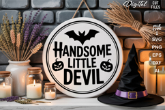 Handsome Little Devil SVG File | Halloween Round Sign SVG Product Image 1