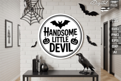Handsome Little Devil SVG File | Halloween Round Sign SVG Product Image 2