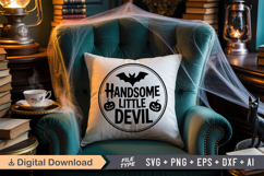 Handsome Little Devil SVG File | Halloween Round Sign SVG Product Image 6