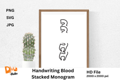 Handwriting Blood Stacked Monogram Product Image 1