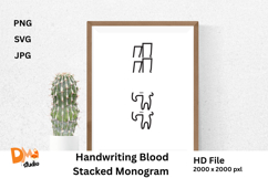 Handwriting Blood Stacked Monogram Product Image 1