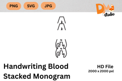 Handwriting Blood Stacked Monogram Product Image 1