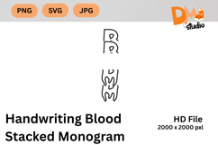 Handwriting Blood Stacked Monogram Product Image 1