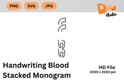 Handwriting Blood Stacked Monogram Product Image 1