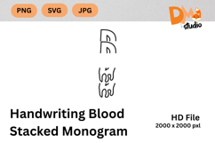 Handwriting Blood Stacked Monogram Product Image 1