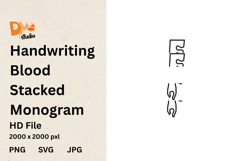 Handwriting Blood Stacked Monogram Product Image 1