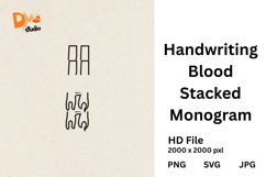 Handwriting Blood Stacked Monogram Product Image 1