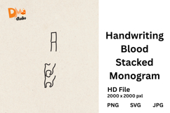 Handwriting Blood Stacked Monogram Product Image 1