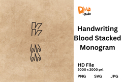 Handwriting Blood Stacked Monogram Product Image 1
