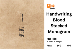 Handwriting Blood Stacked Monogram Product Image 1