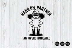 Hang on Partner I Am Overstimulated SVG, Funny Frog Meme SVG Product Image 1