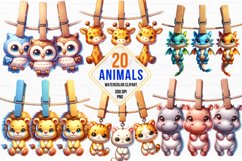 cute hanging animals clipart, hanging animals bundle Product Image 1