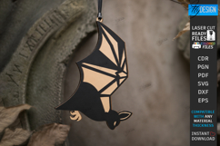Hanging Bat Decor Laser Cut | Halloween Bat Ornament | CNC Product Image 1