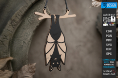 Hanging Bat Decor Laser Cut | Halloween Bat Ornament | CNC Product Image 1