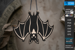 Hanging Bat Decor Laser Cut | Halloween Bat Ornament | CNC Product Image 1