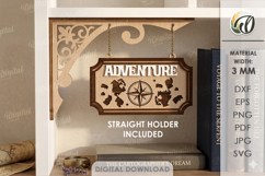 3D Hanging Bookshelf Sign Laser Cut. Adventure SVG Product Image 1