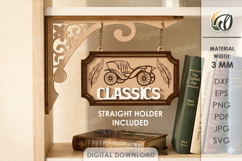 3D Hanging Bookshelf Sign Laser Cut. Classics SVG Product Image 1