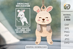 3D Hanging Animal Stress Relief Toy Laser Cut. Bunny SVG Product Image 1