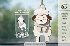 3D Hanging Animal Stress Relief Toy Laser Cut. Sheep SVG Product Image 1