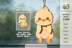 3D Hanging Animal Stress Relief Toy Laser Cut. Chick SVG Product Image 1