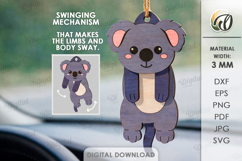 3D Hanging Animal Stress Relief Toy Laser Cut. Koala SVG Product Image 1