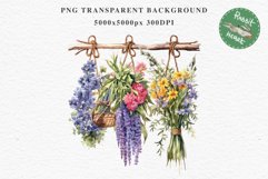 Hanging Dried Flowers Floral Clipart PNG Scrapbooking Image Nursery Watercolor Transparent wedding invitation shirt designs sublimation printable digital bloom watercolor floral dried hanging flowers bucket clipart, sublimation nursery, wedding invitation