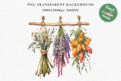 Hanging Dried Flowers Floral Clipart PNG Scrapbooking Image Nursery Watercolor Transparent wedding invitation shirt designs sublimation printable digital bloom watercolor floral dried hanging flowers bucket clipart, sublimation nursery, wedding invitation