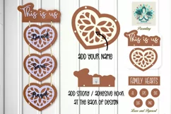 Hanging Family Name Hearts for Home Decoration - Laser Cut Product Image 1