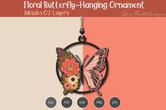 Hanging Floral butterfly Ornament SVG Product Image 3