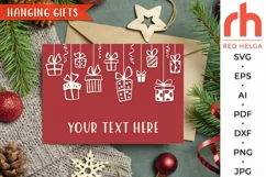 hanging gifts svg, present box svg, presents string svg, gifts string svg, hanging ornament svg, hanging present svg, window decor svg, giftbox svg, holiday gifts svg, birthday presents svg, christmas gifts svg, christmas ornament, hanging gifts dxf