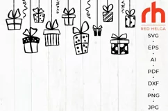hanging gifts svg, present box svg, presents string svg, gifts string svg, hanging ornament svg, hanging present svg, window decor svg, giftbox svg, holiday gifts svg, birthday presents svg, christmas gifts svg, christmas ornament, hanging gifts dxf