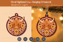 Hanging Floral highland cow Ornament Product Image 3