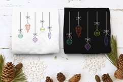 Hanging Christmas ornaments in a row linework embroidery