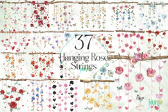 Hanging Rose Strings Sublimation Clipart Product Image 1