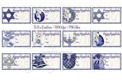 Happy Hanukkah Printable Gift Tags, Hanukkah Blue and Silver Product Image 2