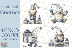 Hanukkah Gnome Clipart, Dreidel Menorah PNG, Blue Star Png Product Image 1