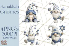 Hanukkah Gnome Clipart, Dreidel Menorah PNG, Blue Star Png Product Image 1