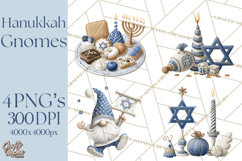 Hanukkah Gnome Clipart, Dreidel Menorah PNG, Blue Star Png Product Image 1