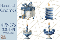 Hanukkah Gnome Clipart, Dreidel Menorah PNG, Blue Star Png Product Image 1