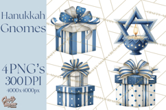 Hanukkah Gnome Clipart, Dreidel Menorah PNG, Blue Star Png Product Image 1