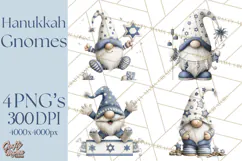 Hanukkah Gnome Clipart, Dreidel Menorah PNG, Blue Star Png Product Image 1