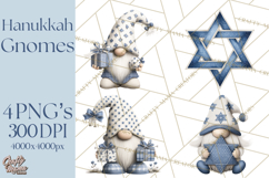 Hanukkah Gnome Clipart, Dreidel Menorah PNG, Blue Star Png Product Image 1