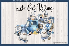 Hanukkah Let&#039;s Get Rolling Gnomes Sublimation Png Design Product Image 1